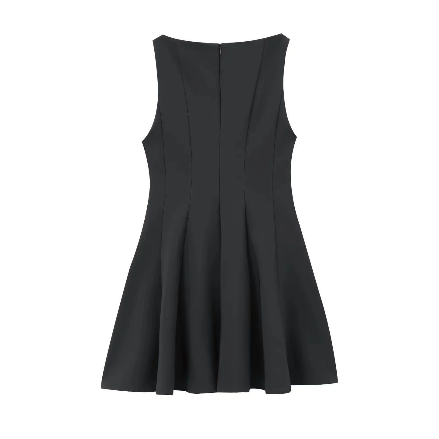KONDALA Vintage Casual Chic  Women Dress Solid Sleeveless O-Neck Zipper Mini Dress New Fashion 2025 Spring Summer Female Dress