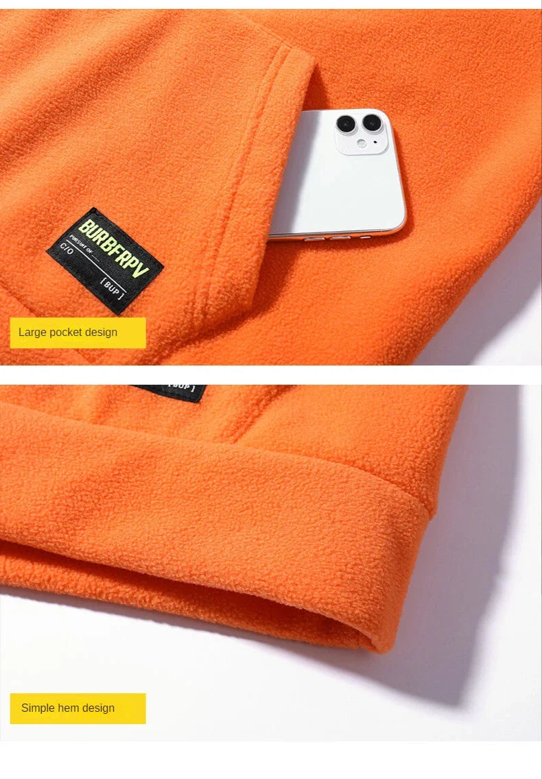 2026 Men's Thick Polar Fleece Sweatshirt Paired Couple Y2k Streetwear Autumn Winter Hood Sports Black Windproof Oversized Hoodie