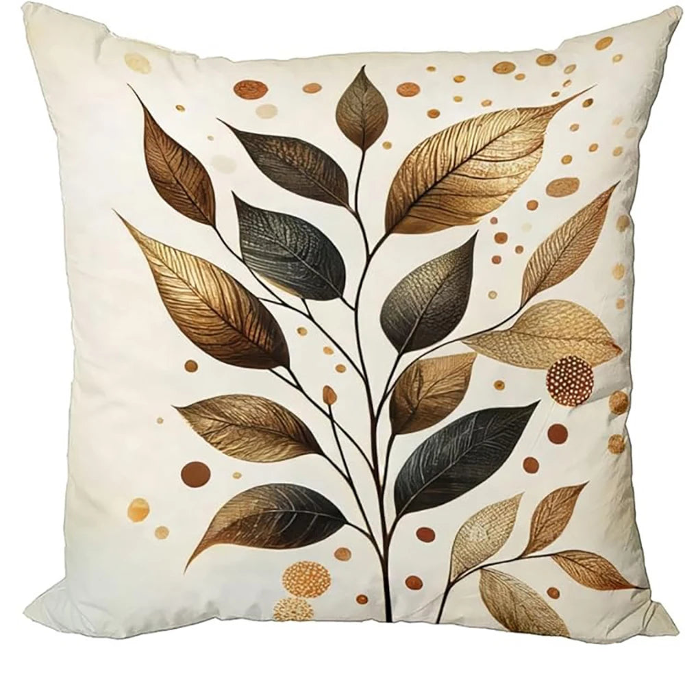 Golden - Brown Leaf Shadows, Autumn - themed PillowcasesBedroom Sofa Decorative Cushion Cover with Zipper Pillowcase