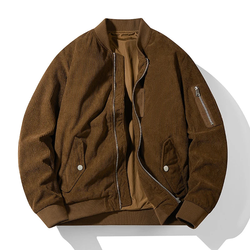 Men's Baseball Suit Spring and Autumn Fashion Loose Corduroy Trendy High Street Stand up Collar Coat Men Versatile Flying Jacket