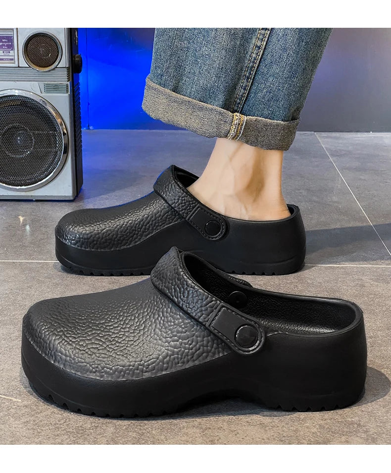 2025 Men's EVA Sandals Summer Large Black Kitchen Anti-Slip Work Shoes Waterproof Oil-Repellent Chef Shoes Kitchen Accessories