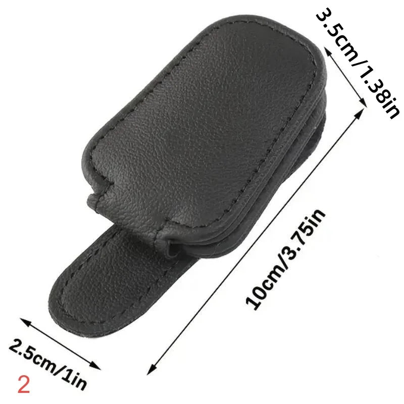 1pcs Universal Car Sunglasses Holder Multi-Functional Ticket Portable Bracket Magnetic Oxhide Sunshade Storage Boxs Auto Parts ﻿