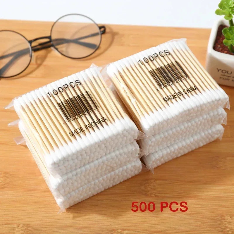 Double Cotton Buds Tip Sticks Nose Ear Cleaning Health Care Tools Head Wood Cotton Swab Women Makeup Lipstik Ватные Палочки