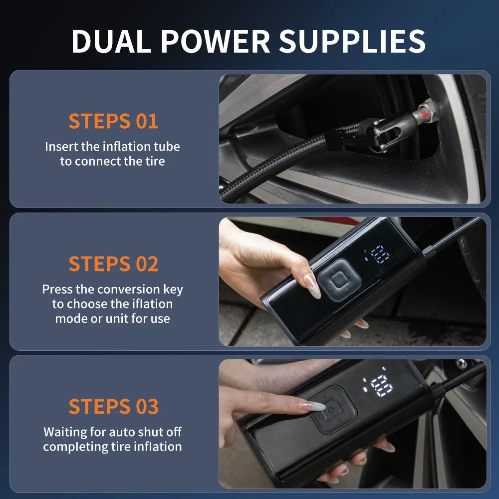 Car Inflator Compressor Pump With LED Lamp For Car Motorcycle Bicycle Tyre Balls Wireless Electric Car Air Tire Pump