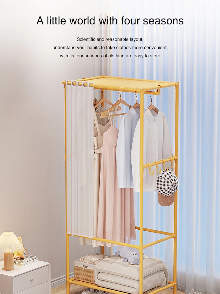 Wardrobe Folding Portable Clothing Storage Cabinet Non-Woven Dustproof Simple Steel Assembly Closet Multipurpose Furniture