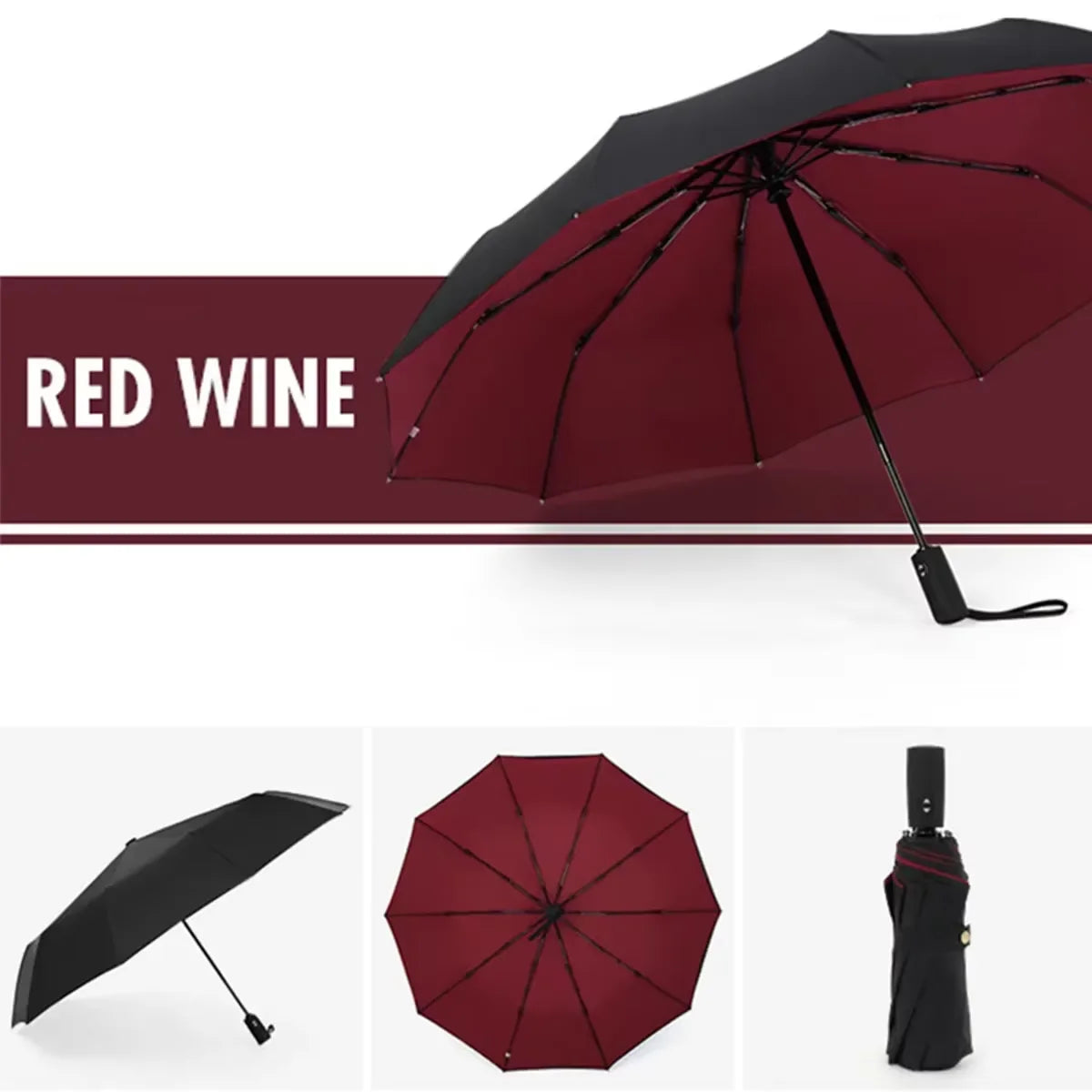 Double-layer Automatic 10-bone Rain and Sun Umbrella Windproof Sunscreen Rain and Sunshine Dual-use Business Folding Umbrella
