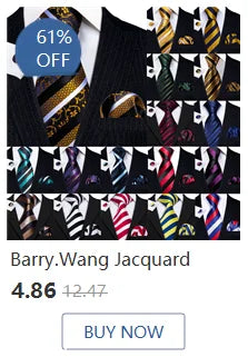 Barry.Wang Orange Brown Silk Mens Tie Hanky Cufflinks Set Gold Coffee Jacquard Designer Necktie For Male Wedding Business Party