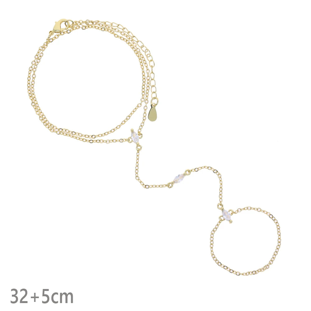 New Iced Out Oval CZ Choker Bracelet Silver Color Bling Lariat Long Bar Round Stone Long Tassel Bangle Women Jewelry
