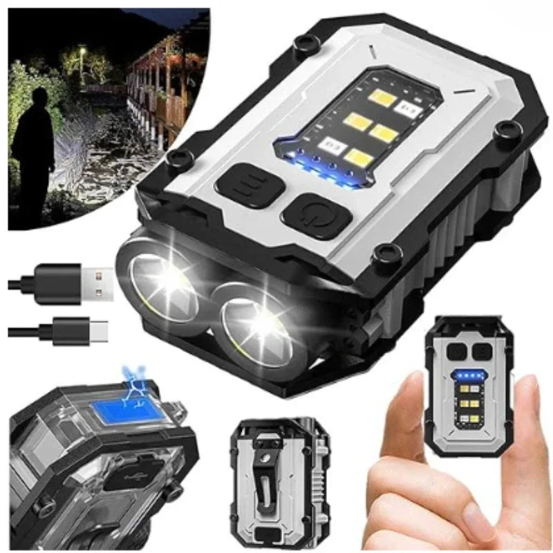 Mini Keychain Flashlight USB Charging Super Bright Torch IP65 Waterproof Emergency COB LED Work Light for Camping Fishing Hiking