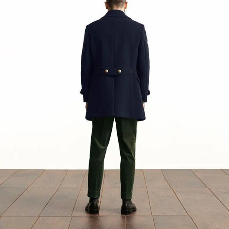 2025 Spring Vintage Woolen Trench Mid Coats Men New Casual Button-up Lapel Woolen Jacket for Mens Office Outdoor Woolen Outfits