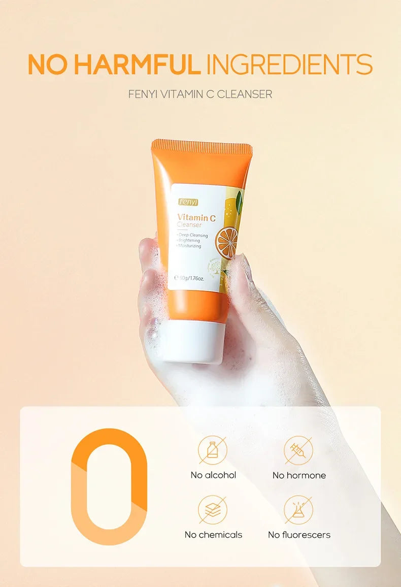 Japanese Cherry Blossom or Vitamin C Facial Cleanser Skin Cleansing Moisturizing  Blackhead Remove Skincare Face Wash Foam Face