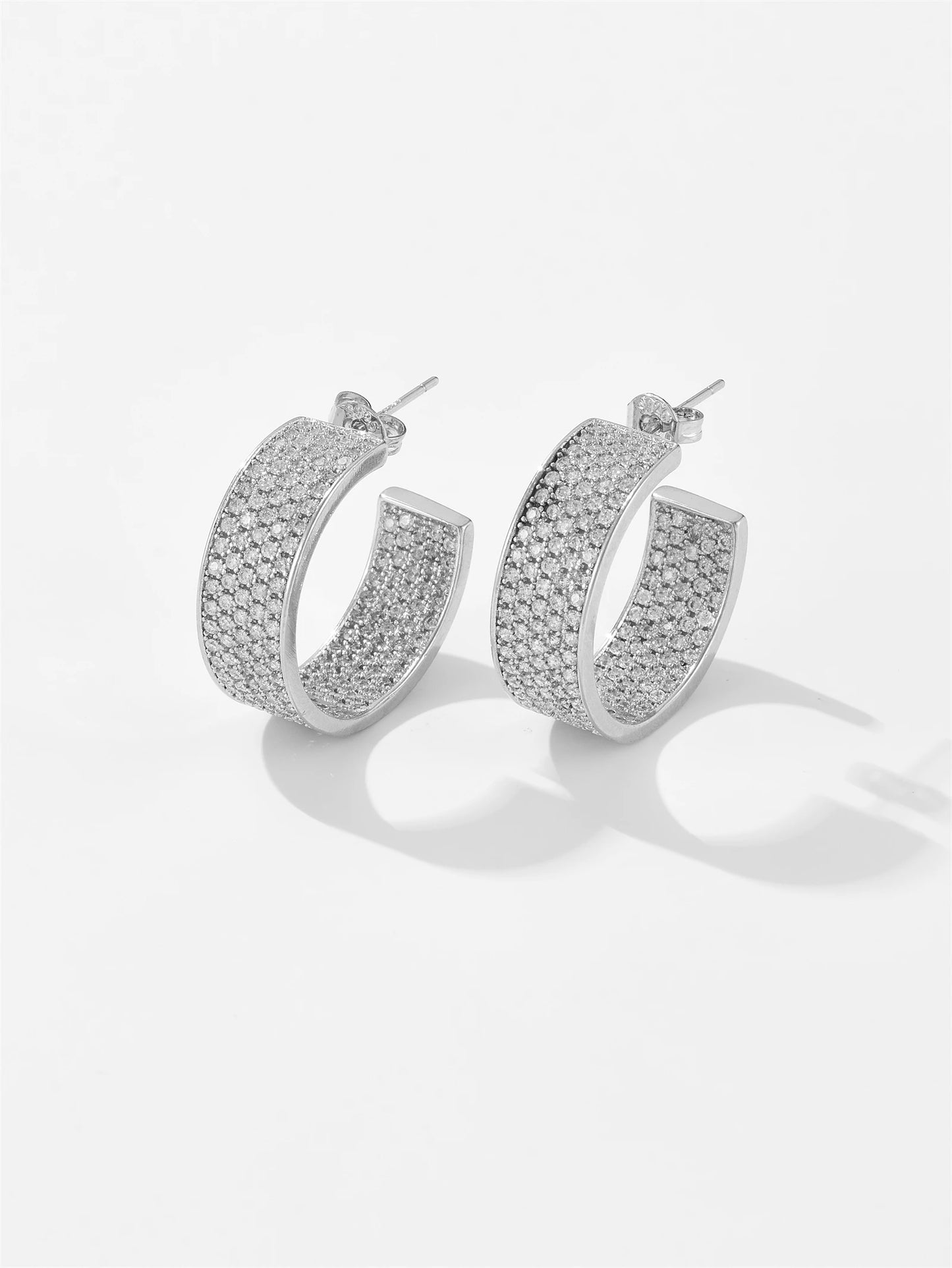 DPLAOPA 925 Sterling Silver Gold 22.5MM Hoops Piercing Clips Zircon Earring CZ Pendiente Clips Rock Punk Fine Jewelry