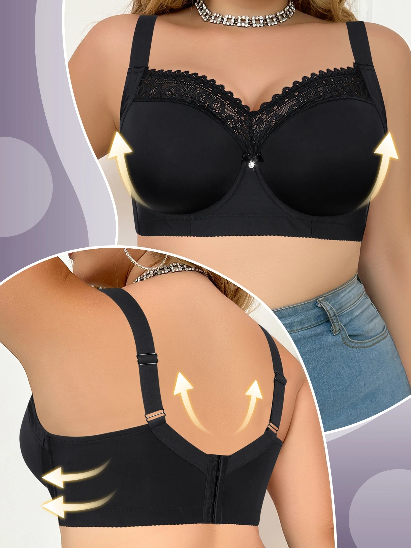 Plus-Size Sexy Bra for Women Smooth full-coverage design Comfortable lace push-up style Perfect for curvy women Plus-size linger
