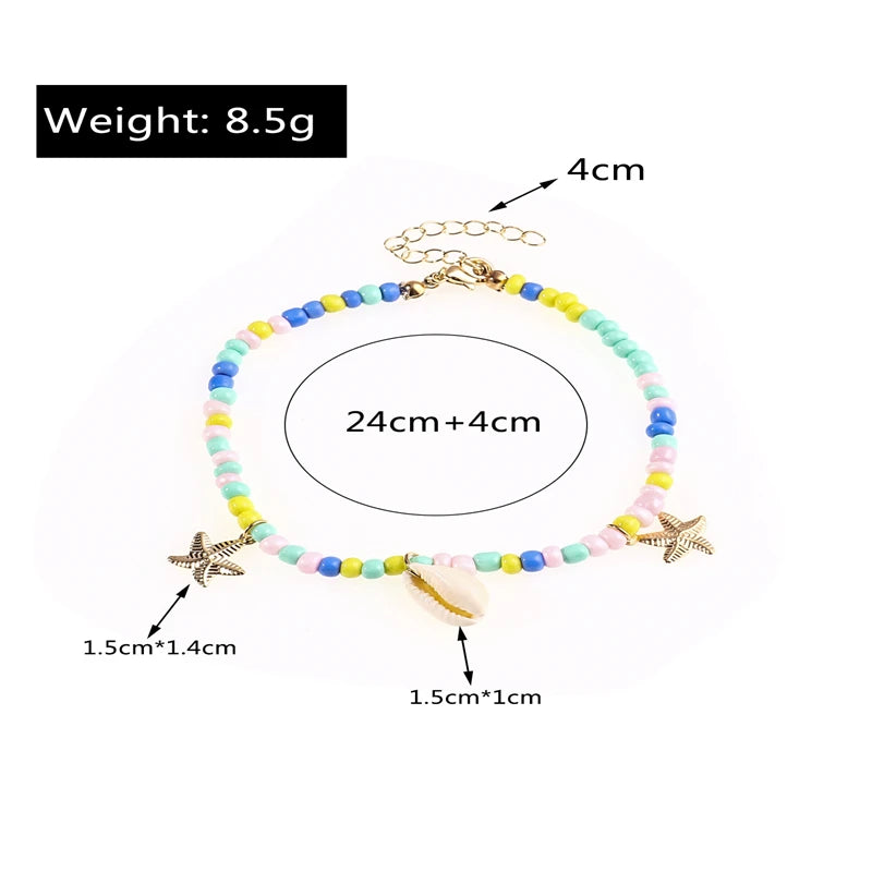 Bohemian Handmade Beads Anklets Embroidery Braided Ankle Bracelets Summer Beach On Leg Foot Chain Female Girls Jewelry Gifts