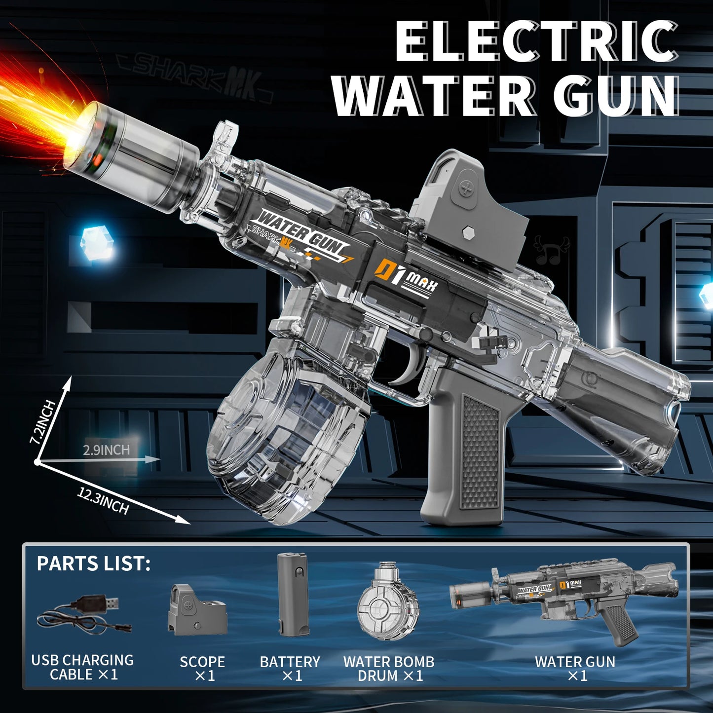 2025 Kids Hot Selling Electric Spray & Water Gun Simulates Sound Light Gun Toys Outdoor Activities Spray Vibration Gun Toys
