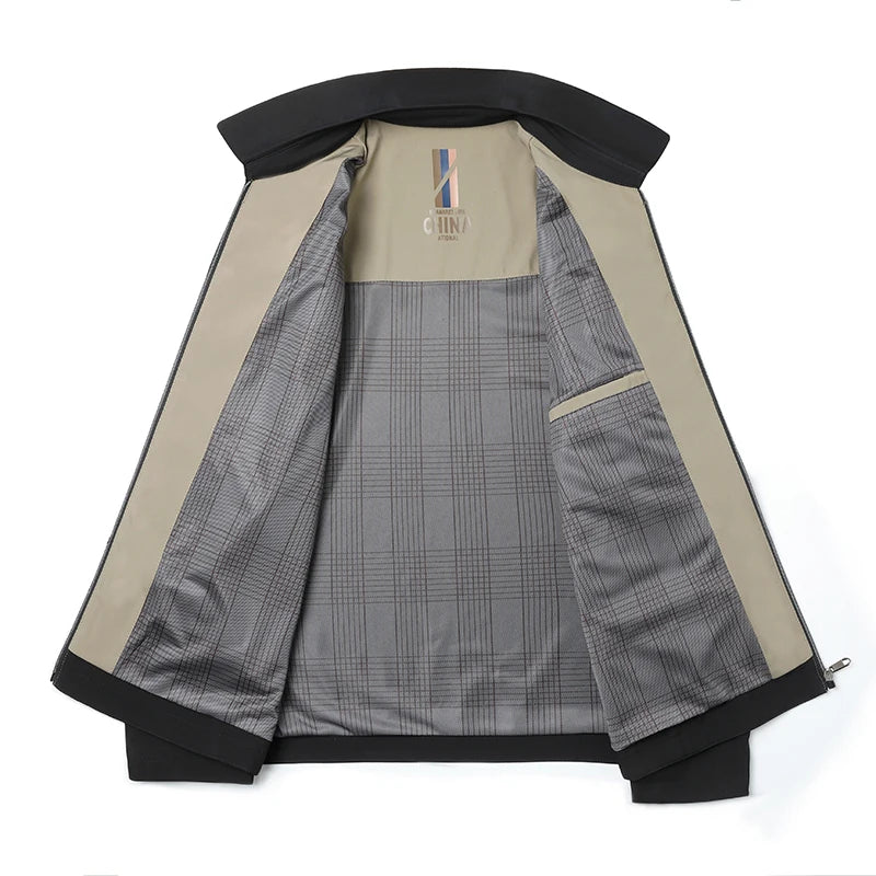 Business Casual Jackets for Men Stand Collar Solid Color Jacket Autumn Korean Work Wear Mens Windbreaker Jacket Winter Coats Men
