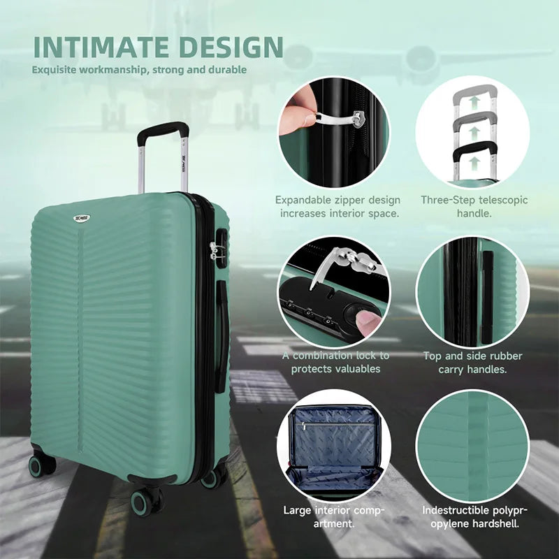 New York XPress 20"+24"+28" Luggage Expandable Travel Suitcase PP Hard Shell Luggage Set Rolling Luggages with Spinner Wheels