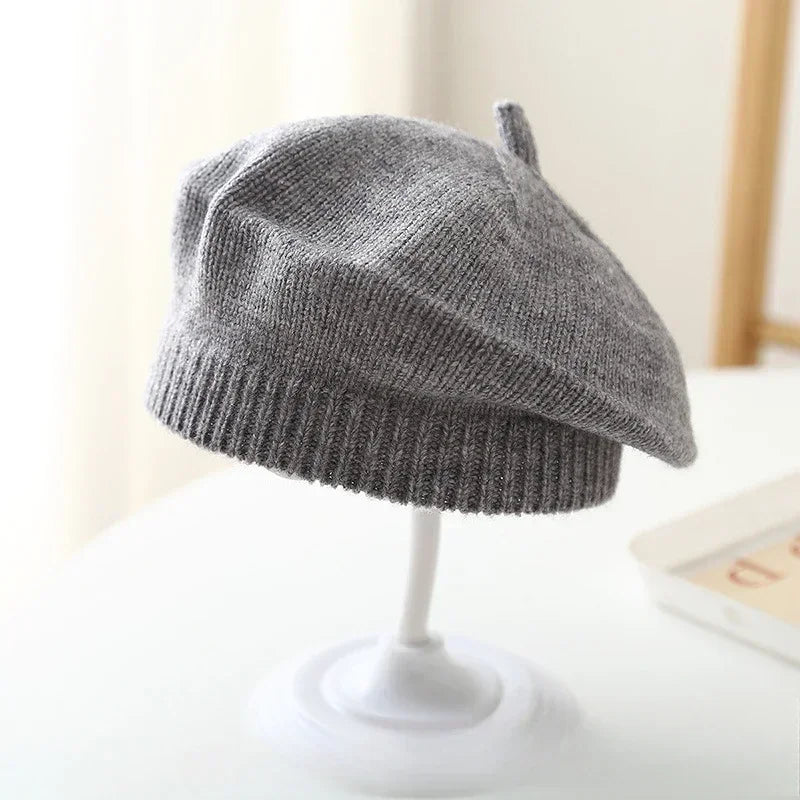 Candy Color Baby Beret Hat for Girls Autumn Winter Knitted Hat Sweet Infant Beanie Cap Fashion Kids Accessories 1-4 Years Old
