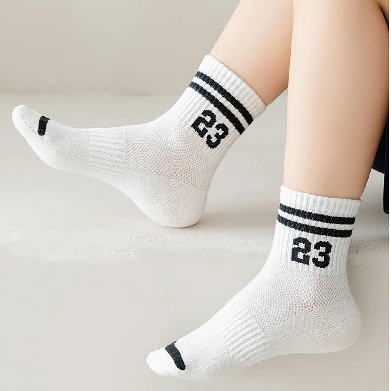 5 pairs of children's socks, thin breathable mesh socks for summer, fashionable sports socks for spring and autumn, student sock