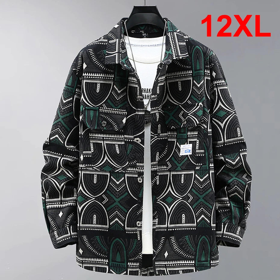 Vintage Denim Jacket Men Streetwear Cargo Jacket Coat Plus Size 11XL 12XL Spring Autumn Denim Coat Big Size 10XL