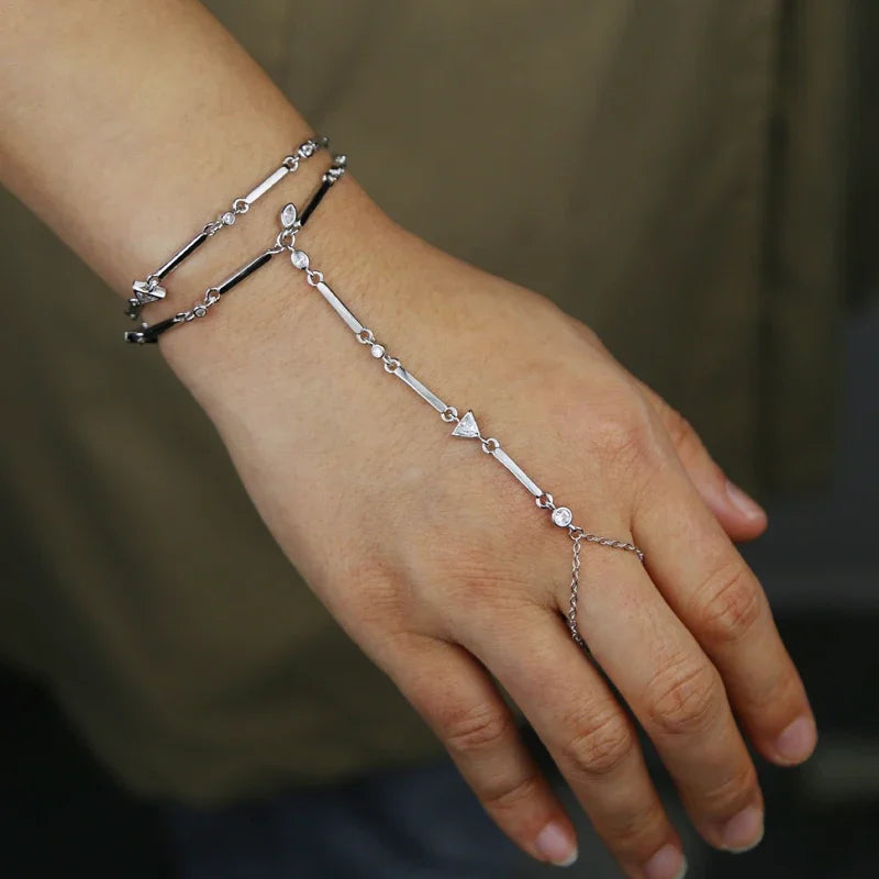 New Iced Out Oval CZ Choker Bracelet Silver Color Bling Lariat Long Bar Round Stone Long Tassel Bangle Women Jewelry