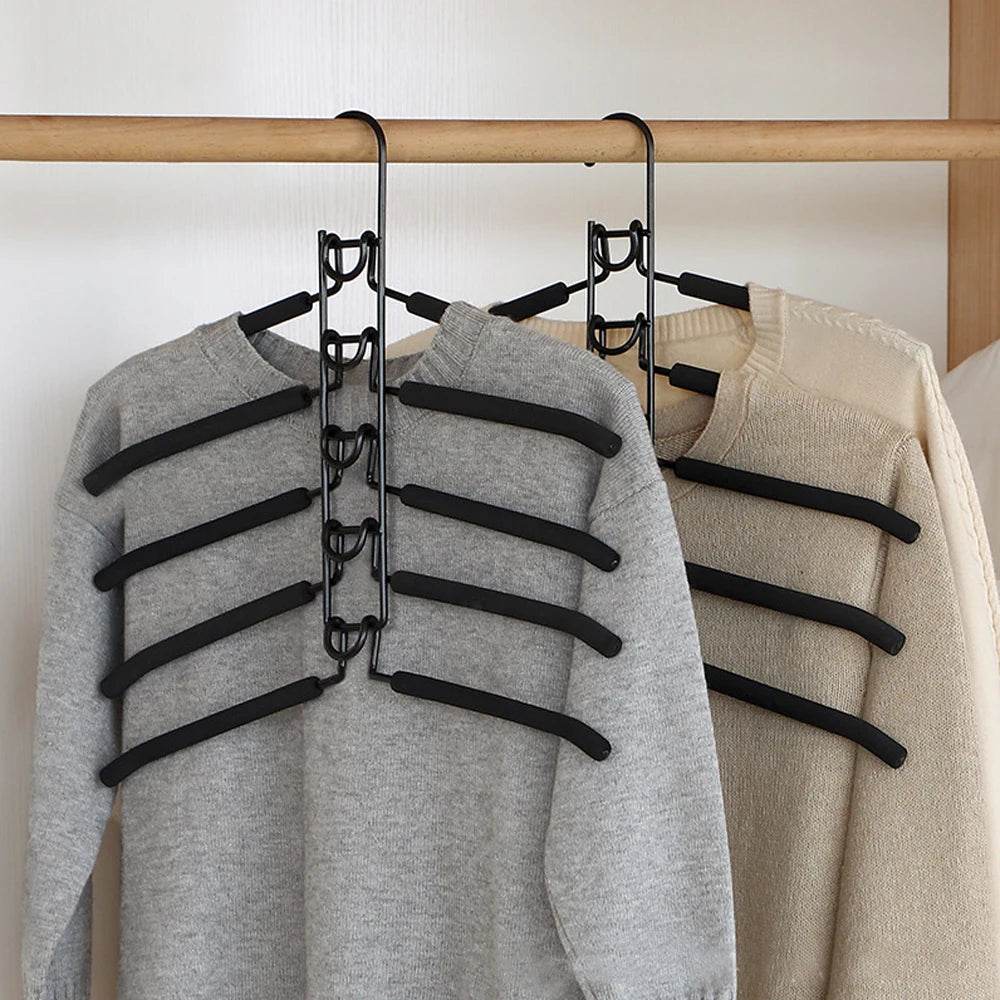 Household One-Piece Clothes Hanger Indoor Space Saving Clothes Drying Rack Mounted Hanger Detachable Storage Holder 5 Layer