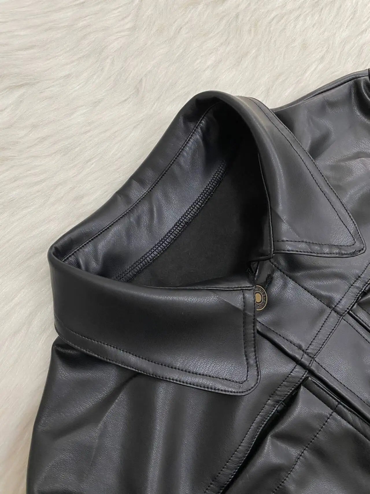 CM.YAYA Faux Leather Women's Set Single Breasted Jacket and Flare Pants Suit 2024 Fall Winter Two 2 Piece Sets Outfits Tracksuit