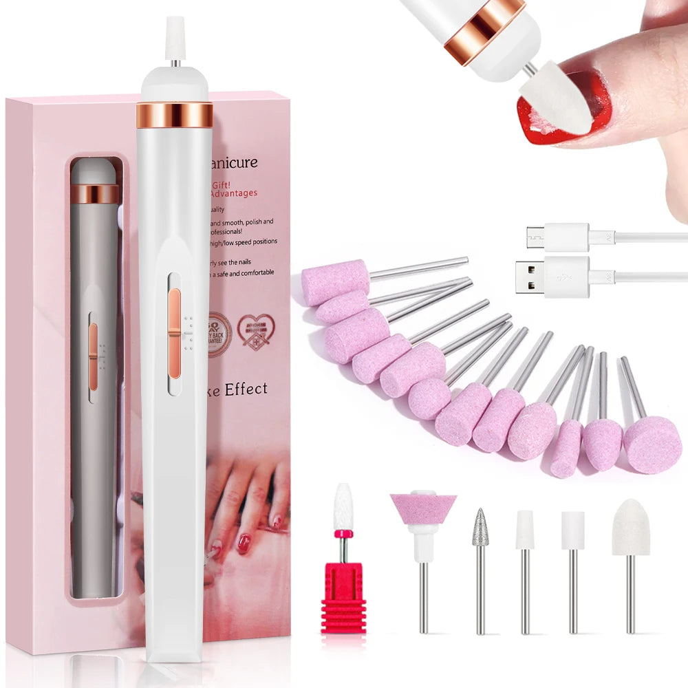 LULAA Electric Nail Drill Kit Rechargeable Cordless Manicure Kit Portable Nail Grinding Polisher for Trim Nails Exfoliating