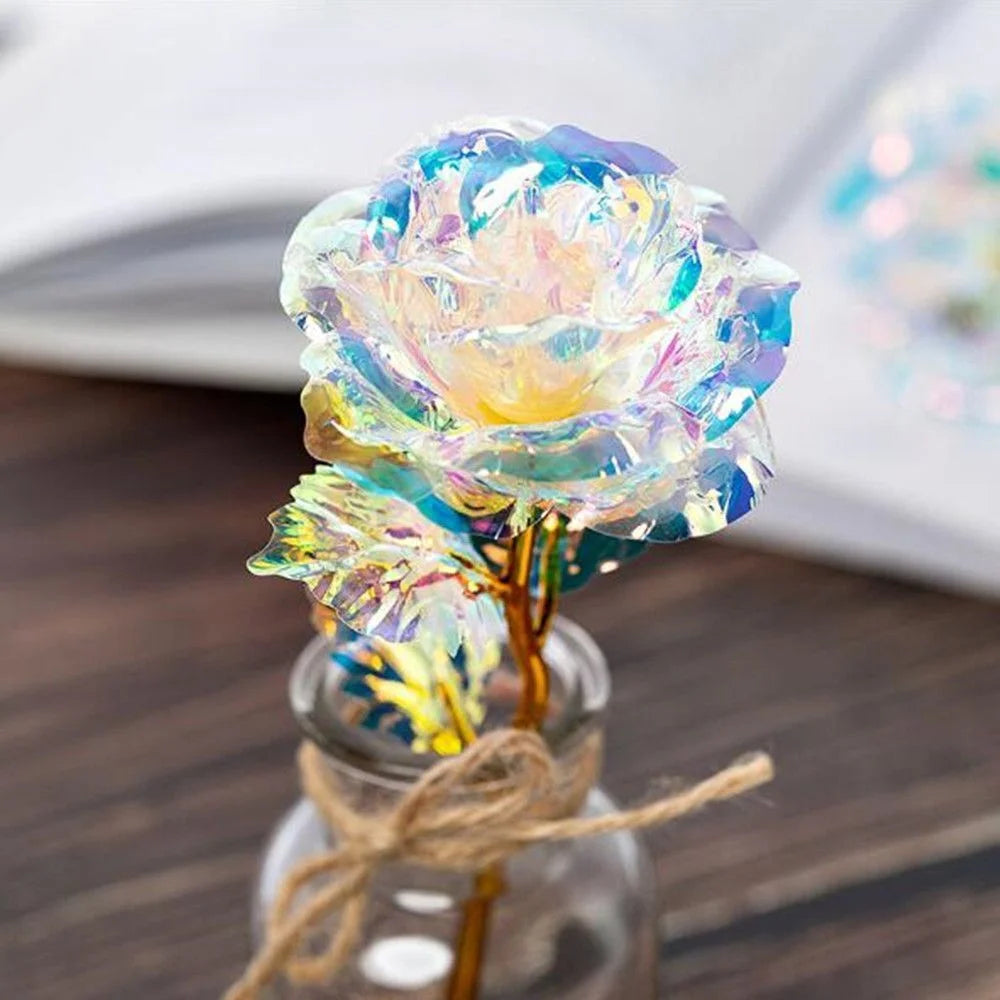 Led Valentine's Day Mother's Day Gift 24K Foil Plated Roses Artifical Flowers Wedding Decor Lover Lighting Roses Creative Gift