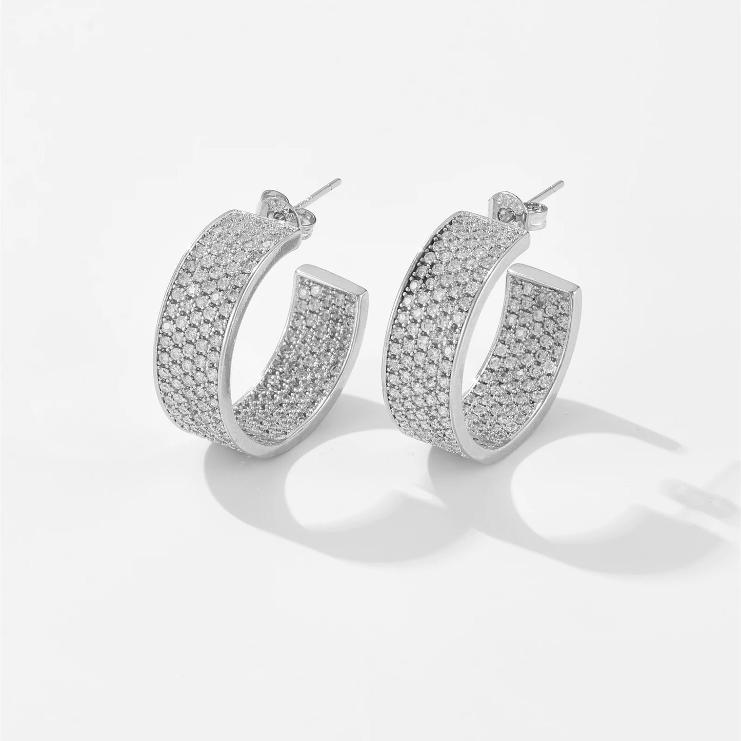 DPLAOPA 925 Sterling Silver Gold 22.5MM Hoops Piercing Clips Zircon Earring CZ Pendiente Clips Rock Punk Fine Jewelry