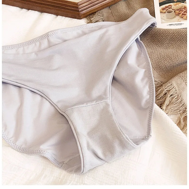 9 Color Women Seamless Panties Sexy Low Waist Milk Silk Comfort Breathable Briefs Buttock Cover Basic Shorts Ladies Lingerie