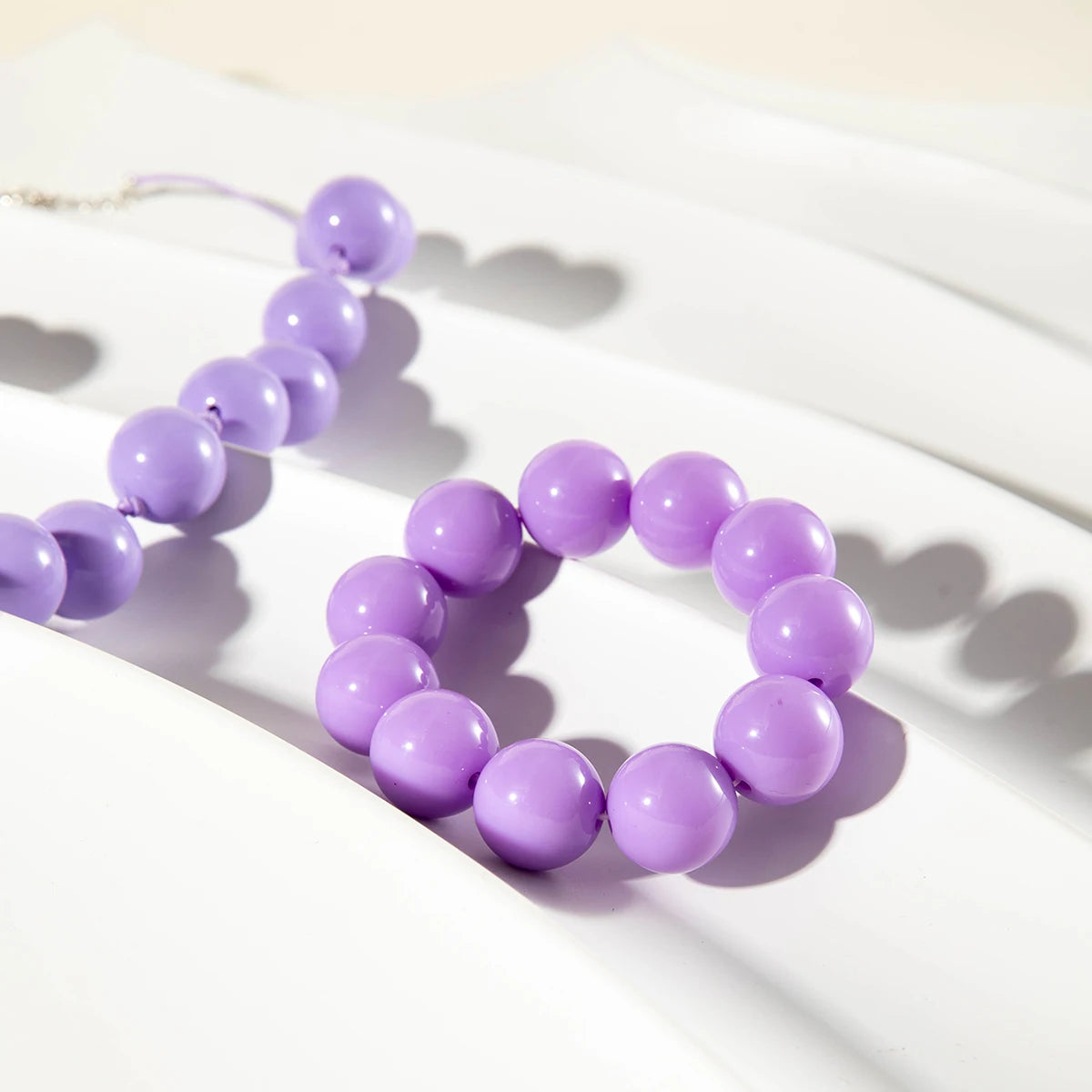 Docona Fashion Colorful Resin Big Beads Necklace Bracelet Set for Women Personality Originality Holiday Jewelry Accessories Gift