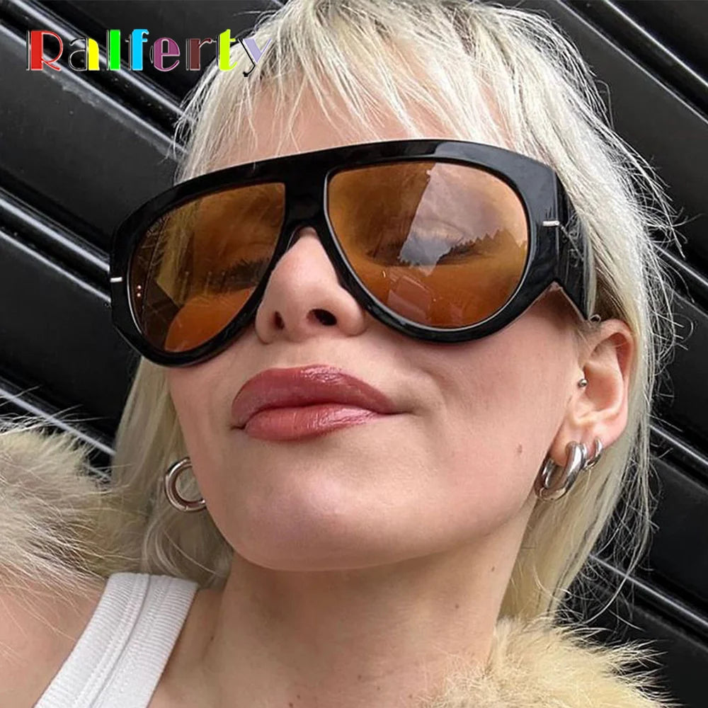 2025 Oversized Pilot Sunglasses for Women Men UV Protection Stylish Eyewear Thick Frame Unique Luxury Designer Sun Glasses Shade