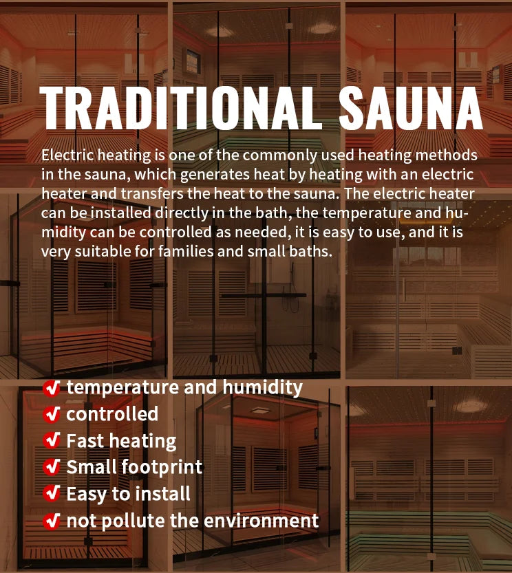 Hot Sale Modern Electric 9kw Outdoor Red Cedar Solid Wood 4 Person Far Infrared Wet Steam Traditional Sauna Room Health Benefits