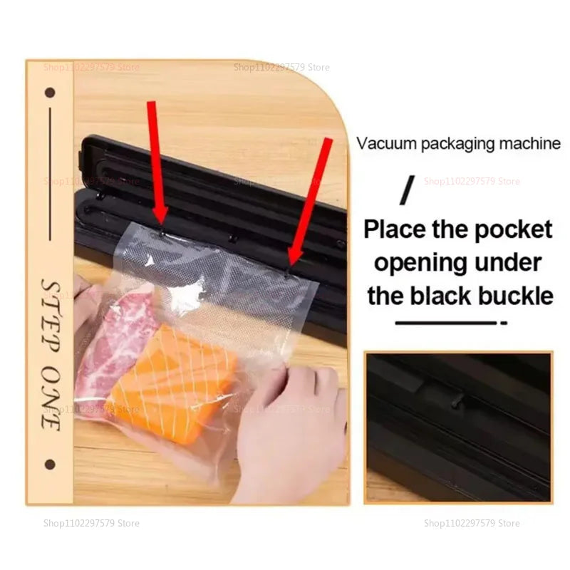 Small Automatic Vacuum Sealing Machine Food Saver Compact Fully Automatic Plastic Sealing for Cooked Food and Food Preservation