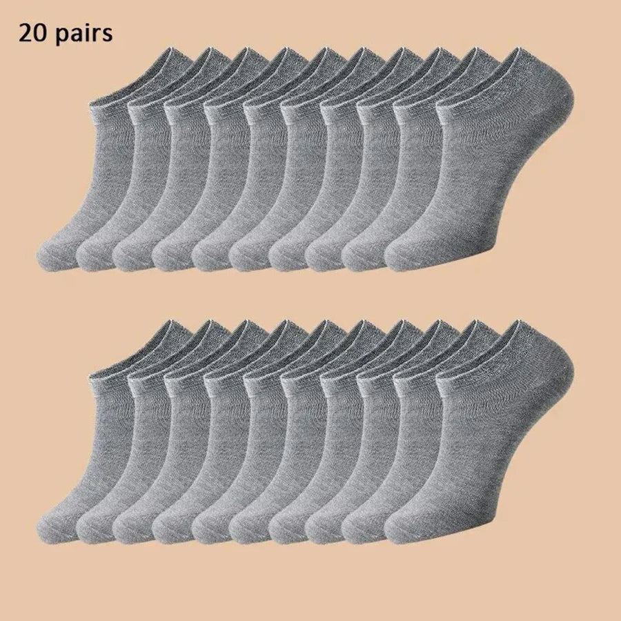 20 Pairs Men's Boat Socks Business Sport Sweat Absorption Mature Summer Autumn Solid Color Non Pilling Versatile Ankle Socks ﻿