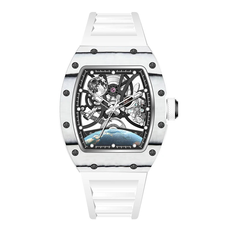 Hollow Automatic Mechanical Watch 5ATM Waterproof Sports Silicone Strap Custom Logo High-Quality Wristwatch Active Lifestyle