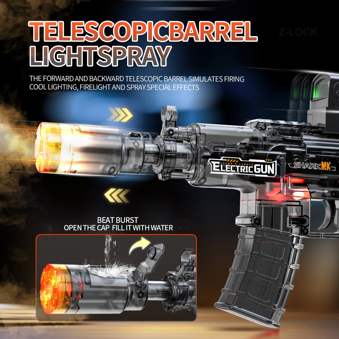 2025 Kids Hot Selling Electric Spray & Water Gun Simulates Sound Light Gun Toys Outdoor Activities Spray Vibration Gun Toys