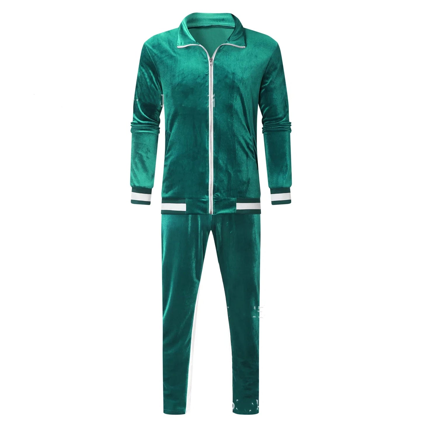 Men's Fall Winter Casual Wear 4-Season Sportswear Gold Velvet Suit Jacket Long Pants Fashion Thermal Outdoor Streetwear Clothing