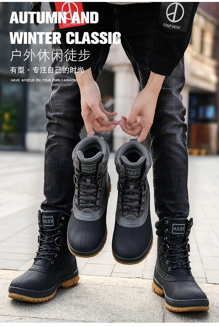 Plus Size 47 Outdoor Men Boots Winter Snow Boots for Men Training Work Boots Waterproof Slip-Resistant Keep Warm Winter Shoes