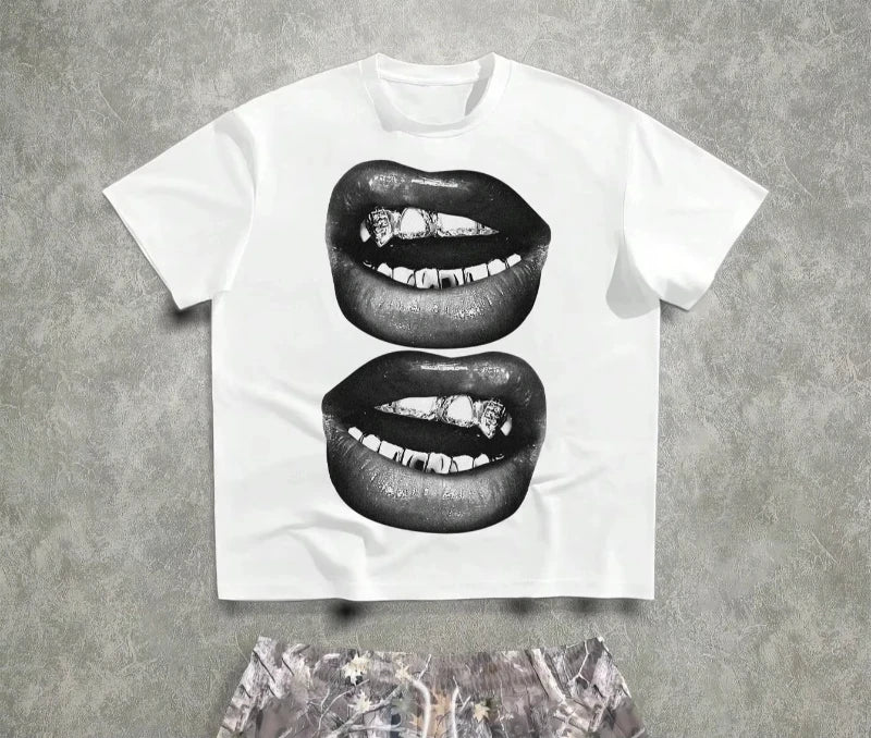 Fashionable and trendy men's and women's T-shirts, street hip-hop, spring and summer tops, printed outdoor short sleeves