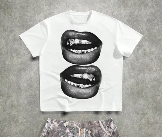 Fashionable and trendy men's and women's T-shirts, street hip-hop, spring and summer tops, printed outdoor short sleeves