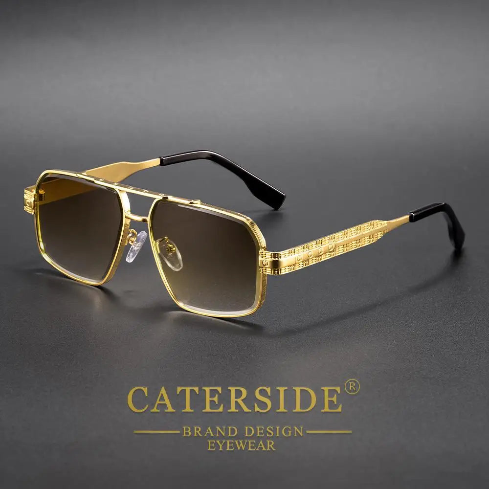 CATERSIDE Men's Luxury Sunglasses High-Quality Metal Frame Sun Glasses Fashion Women's Outdoor Travel Decoration Glasses Uv400
