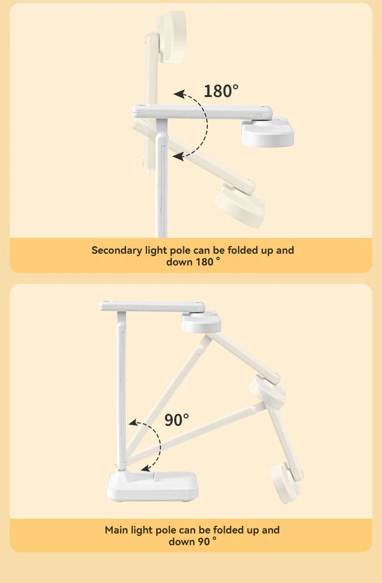 Rechargeable Foldableing Eye Protection Desk Lamp for Study, Special Dormitory Desk Reading Lamp, USB Rechargeable and Plug-In Dual-Use Dimming Home Desk Lamp