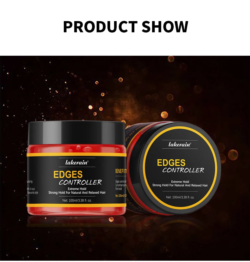 100ml/3.38 fl. oz. Edge Control Hair Gel Strong Hold Thick Edges Styling Gel Non-Greasy Non-Flaking Hair Gel For All Hair Types