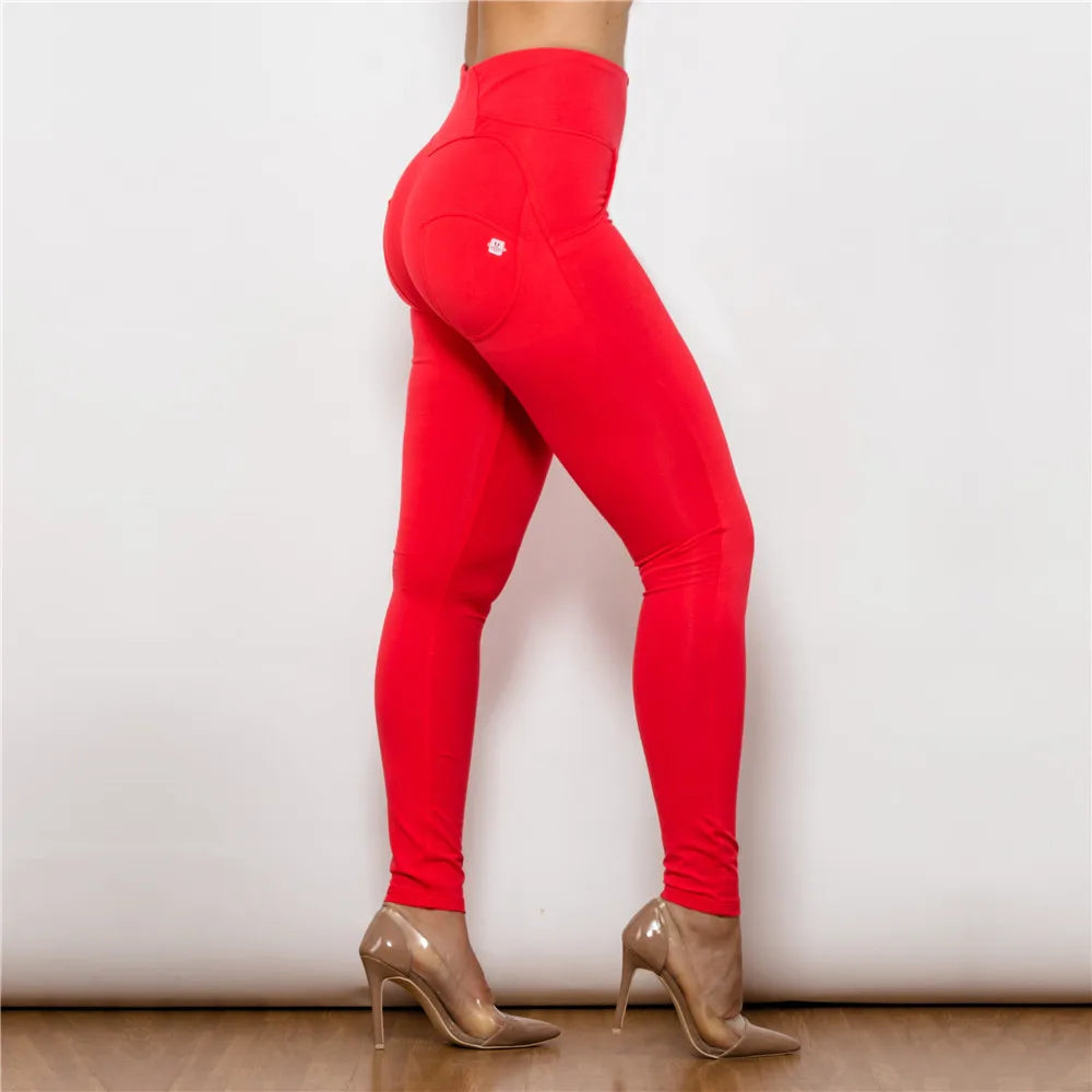 Shascullfites Red Fashion Pants Comfy Skin-fit Leggings High Rise Pencil Pants for Women Slim Hips Trendy Skinny Pants
