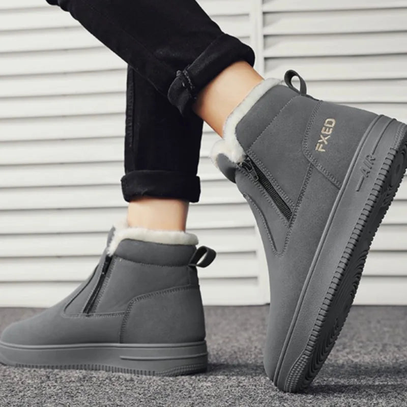 2025New Winter Men's Boots Fashion High-top Cotton Shoes Plush Warm Fur Snow Boots Suede Casual Ankle Boots for Men Botas Hombre