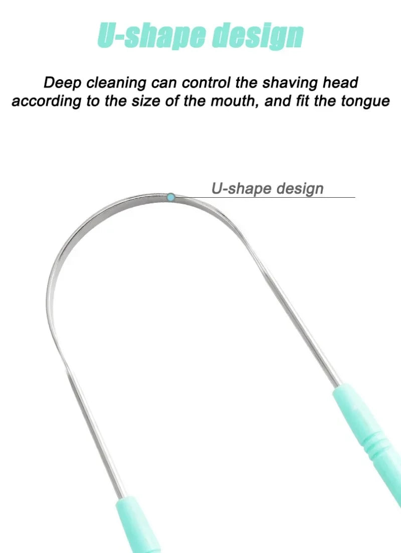 Tounge Scrapers Limpiador De Lengua Stainless Steel Fresh Breath Cleaning Coated Tongue Toothbrush Oral Hygiene U-shaped Metal