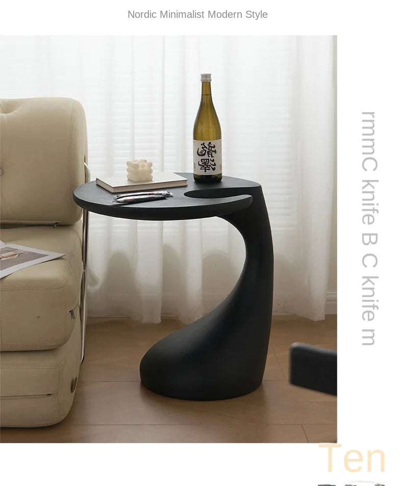 Realife Light Luxury High-end Creative Bedside Table Shelf Sofa Edge Table Living Room Mobile Black Minimalist Coffee Table 2025
