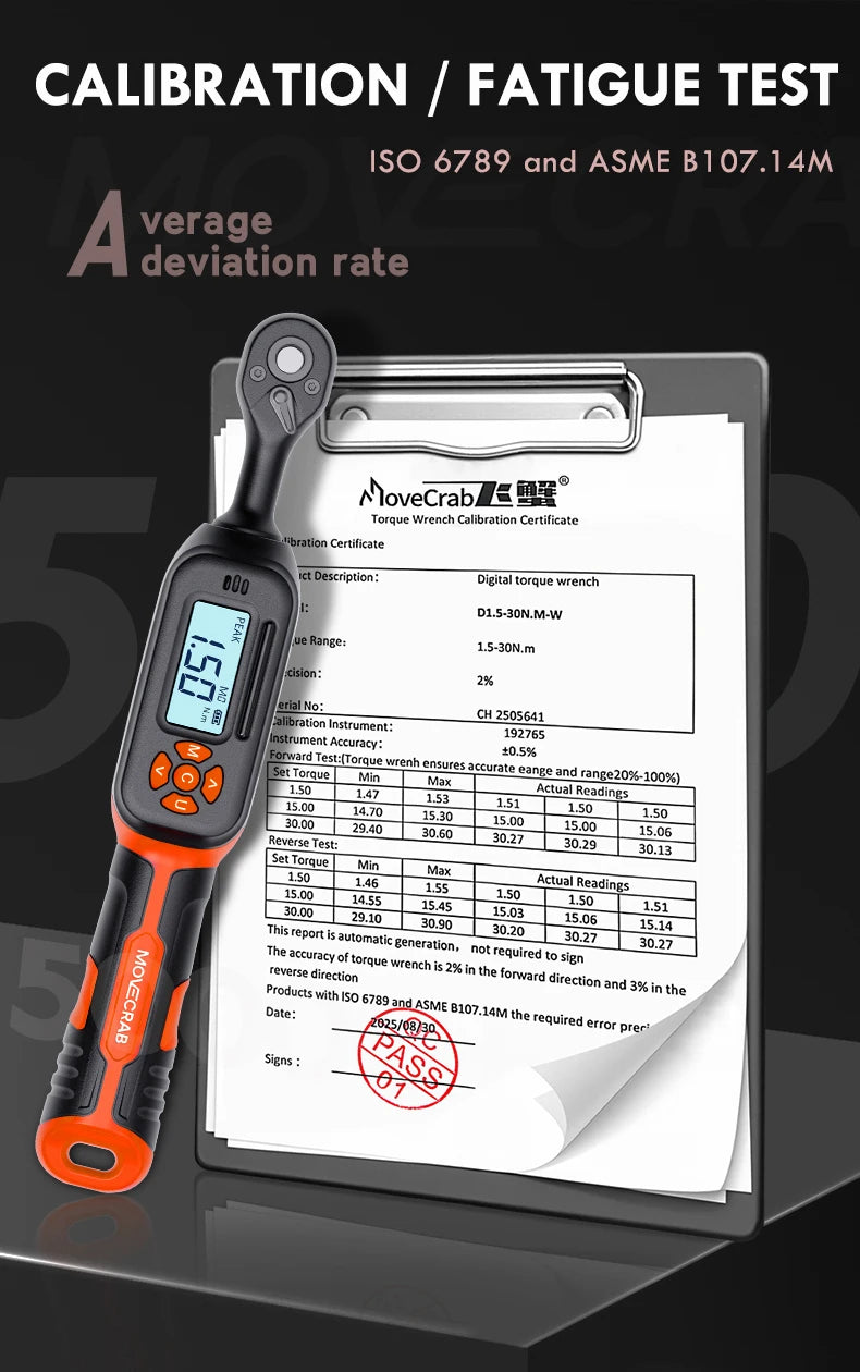 MOVECRAB 40Pcs Bike Digital Torque Wrench Set, 1/4-Inch Drive 1-22 Ft.lb/1.5-30 N.m with Bits & Sockets for repairing Bike